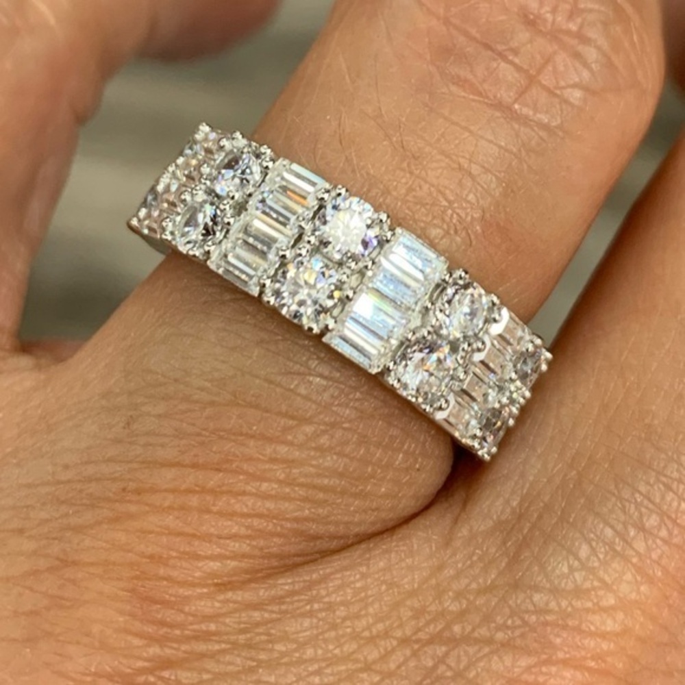 Sterling Silver Baguette CZ Eternity Ring size 7
